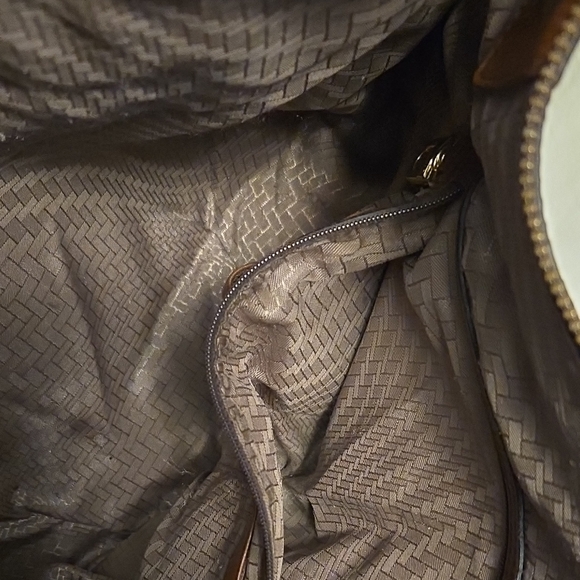 Cole Haan Brown Leather Shoulder Bag with Gold Accents - Picture 3 of 5